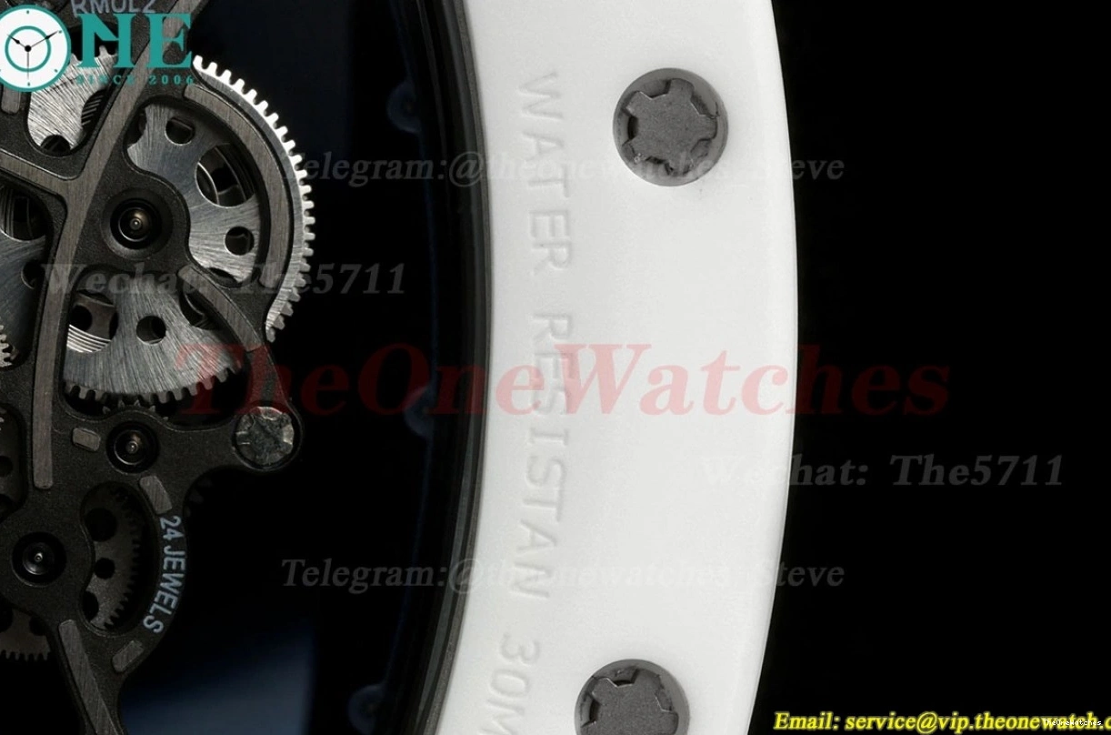 Strap Skeleton RM055 RMUL2 On Dial Blue T+F White Ceramic Rubber White 1225